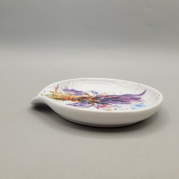 Dean Crouser Ceramic Spoon Rest Abstract Purple Iris Design - Picture 5 of 8